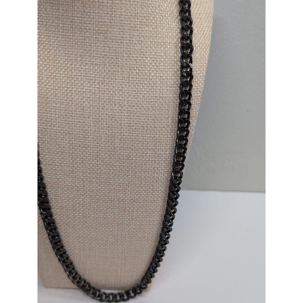 Mens Chain Black Tone Curb Cuban Link Necklace - Picture 3 of 5